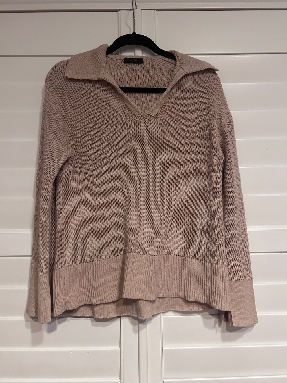 J Crew V Neck Collared Sweater Taupe Size Small